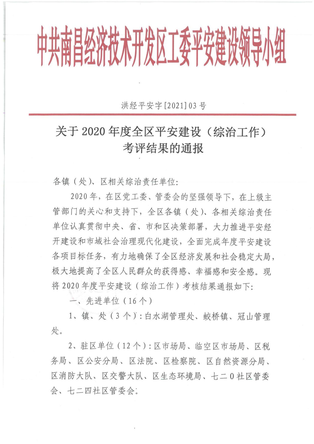 金开九州jiuzhou（中国）获评2020年度南昌经开区平安建设先进单位